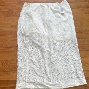 Old Navy Cream Lace Midi Skirt
